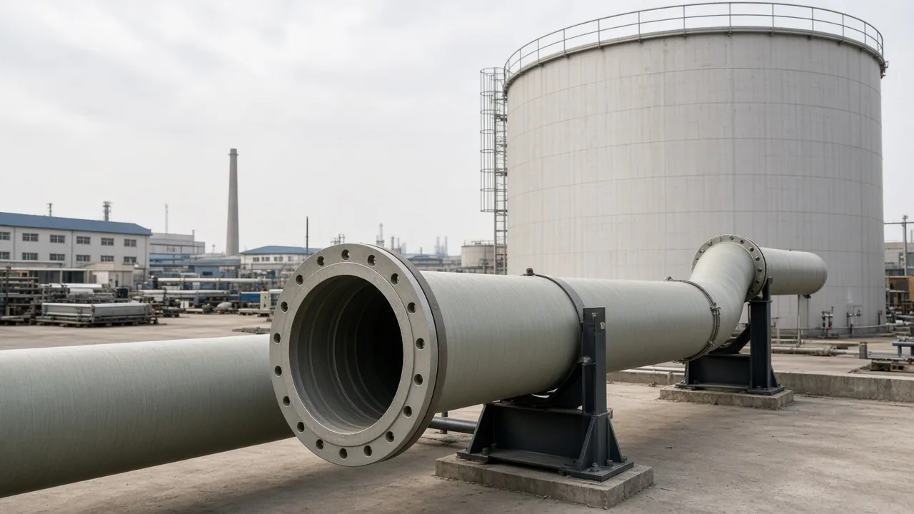 Fiberglass GRE pipe and FRP tank context for oilfield fluid handling