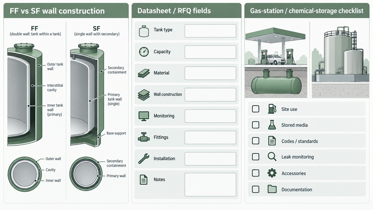 FF vs SF double-wall tanks RFQ decision schematic
