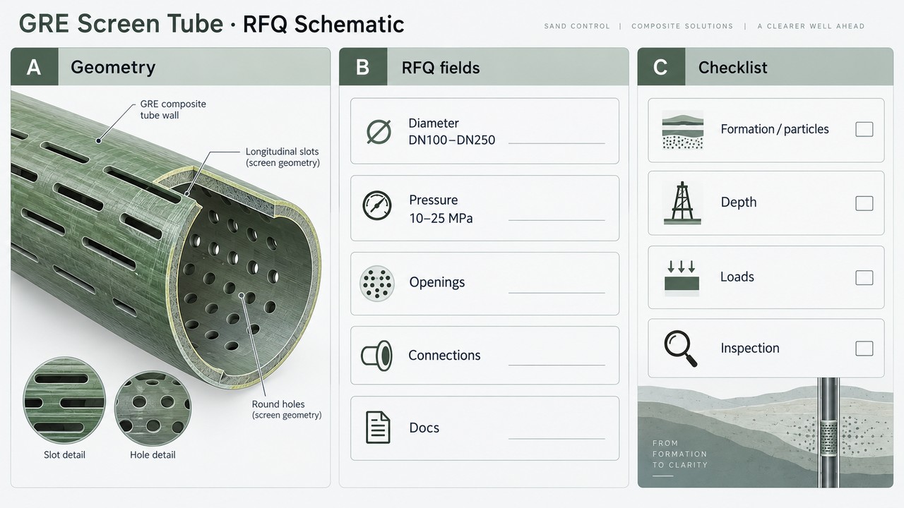GRE screen tube sand control RFQ decision schematic